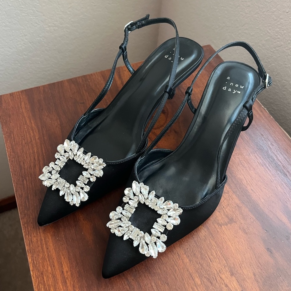 A New Day Elegant Black Slingback Heels
